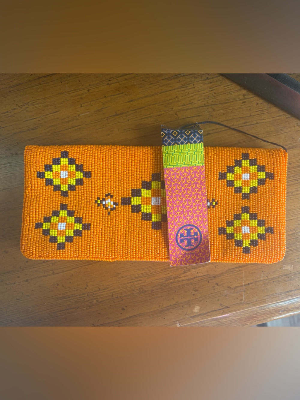 Tori Burch  Bright Orange Canvas Clutch
